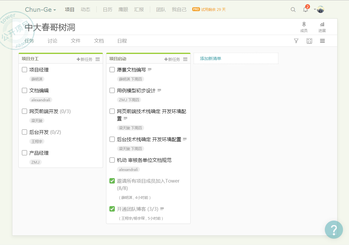 团队的任务 Kanban